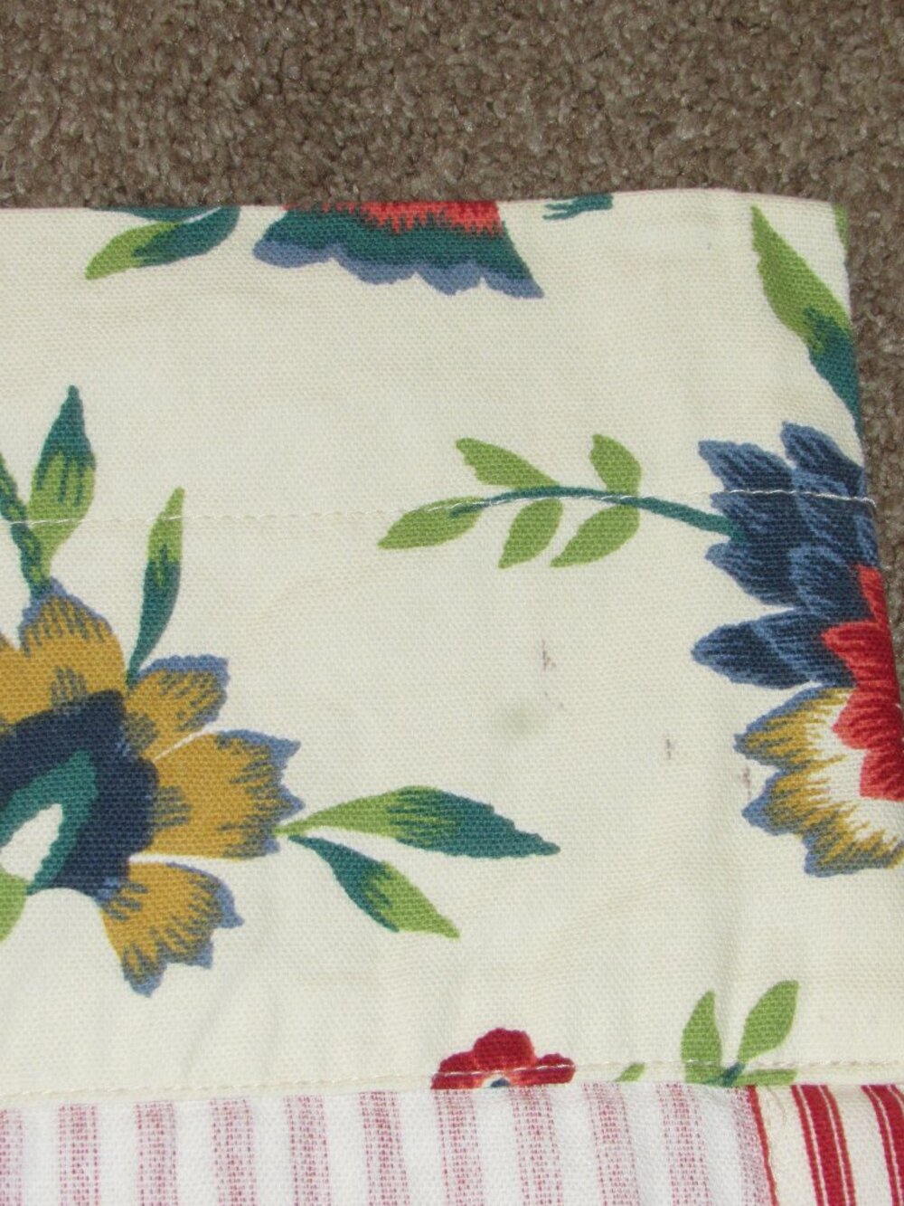 Set of 2 Waverly Carolina Crewel Window Valances Floral Striped Print 52" Wide - Picture 5 of 6